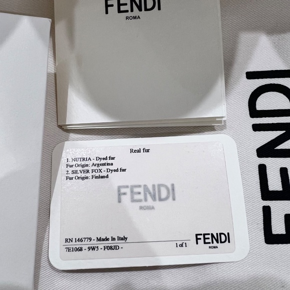 Fendi Bag Bug With 100% Real Nutria Silver Fox Fur Slip-On Leather Shoes